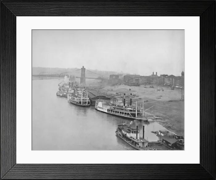 Framed Print : The River Front at Cincinnati, 19th century Framed Print : The River Front at Cincinnati, 19th century