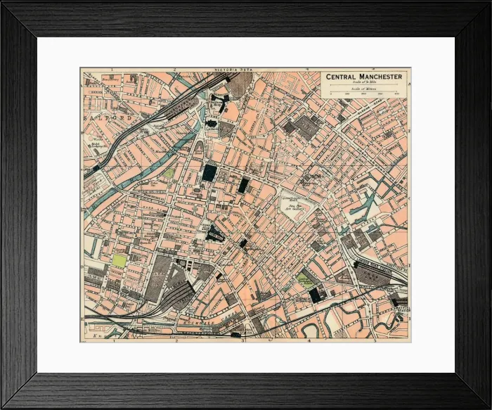 Framed Print : Central Manchester, c20th Century. Artist: John Bartholomew Framed Print : Central Manchester, c20th Century. Artist: John Bartholomew