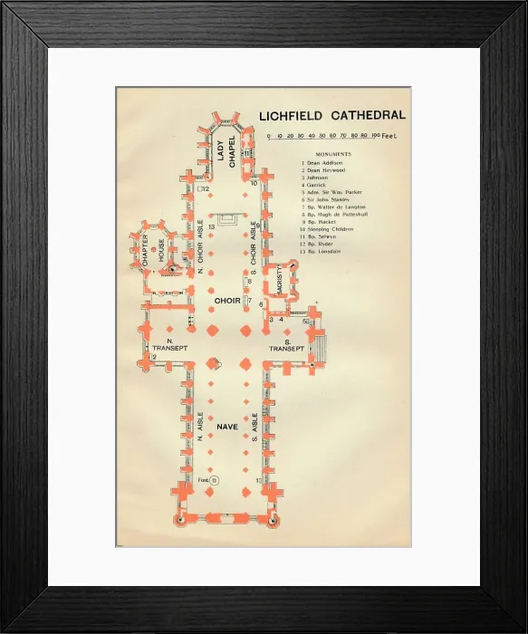 Framed Print : Lichfield Cathedral, c20th Century. Artist: John Bartholomew Framed Print : Lichfield Cathedral, c20th Century. Artist: John Bartholomew