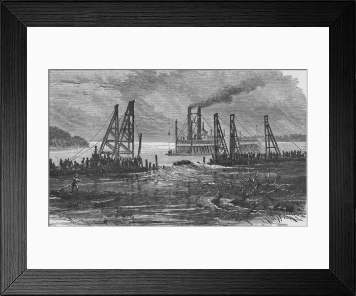 Framed Print : Removing Snags by Dredging, 1883 Framed Print : Removing Snags by Dredging, 1883