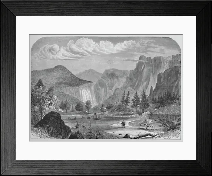 Framed Print : The Valley of the Yosemite, 1874, (1883). Artist: C Crane Framed Print : The Valley of the Yosemite, 1874, (1883). Artist: C Crane