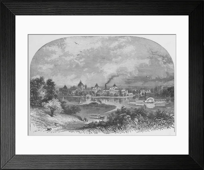 Framed Print : Government Buildings on Wards Island, 1883 Framed Print : Government Buildings on Wards Island, 1883