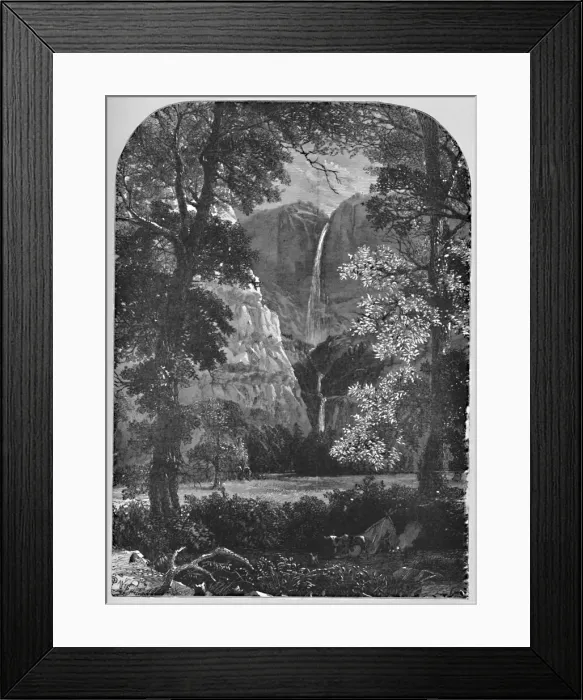 Framed Print : The Yosemite Falls, 1883. Artist: Davis Framed Print : The Yosemite Falls, 1883. Artist: Davis