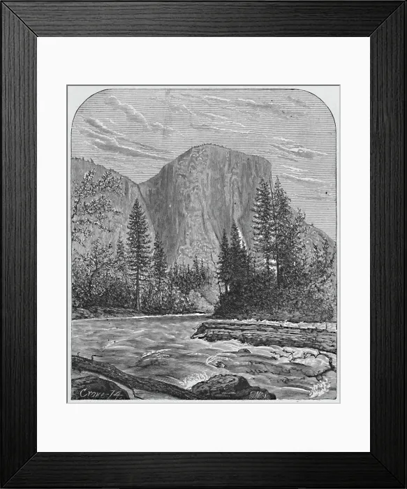 Framed Print : El Capitan from Merced River, 1874, (1883). Artist: C Crane Framed Print : El Capitan from Merced River, 1874, (1883). Artist: C Crane