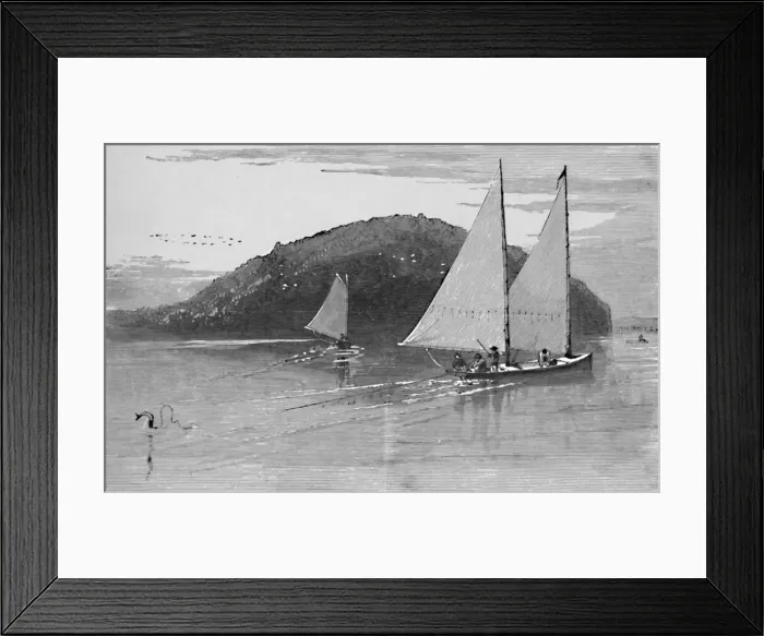 Framed Print : Fishing from a sail-boat, 1883 Framed Print : Fishing from a sail-boat, 1883