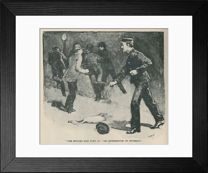 Framed Print : The Roughs Had Fled At The Appearance of Peterson, 1892. Artist: Sidney E Paget Framed Print : The Roughs Had Fled At The Appearance of Peterson, 1892. Artist: Sidney E Paget