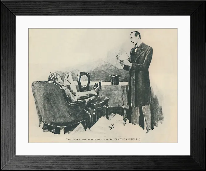 Framed Print : He Broke The Seal And Glanced Over The Contents, 1892. Artist: Sidney E Paget Framed Print : He Broke The Seal And Glanced Over The Contents, 1892. Artist: Sidney E Paget
