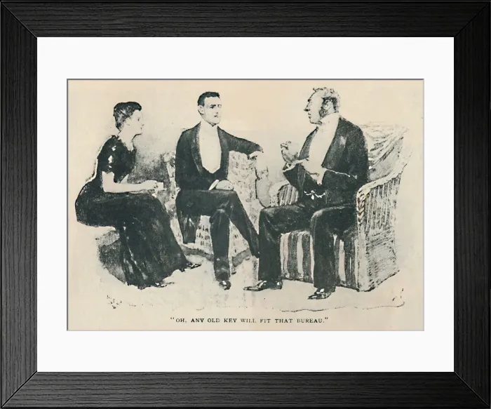 Framed Print : Oh, Any Old Key Will Fit That Bureau, 1892. Artist: Sidney E Paget