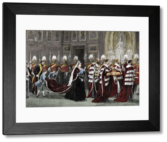 Framed Print : The royal procession in Westminster Palace on the way to the House of Lords, 1886, (1900) Framed Print : The royal procession in Westminster Palace on the way to the House of Lords, 1886, (1900)