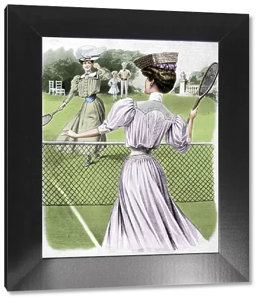Two lawn tennis costumes for October, 1905