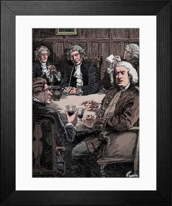 Framed Print : Dr. Johnson Discoursing With His Friends, c1900, (1912). Artist: Harold Edward Hughes Nelson Framed Print : Dr. Johnson Discoursing With His Friends, c1900, (1912). Artist: Harold Edward Hughes Nelson