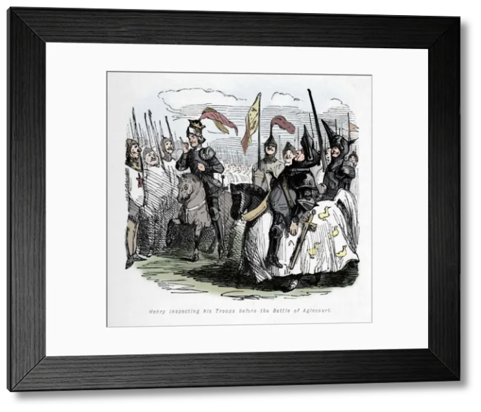 Framed Print : Henry inspecting his Troops before the Battle of Agincourt, c1860, (c1860). Artist: John Leech Framed Print : Henry inspecting his Troops before the Battle of Agincourt, c1860, (c1860). Artist: John Leech