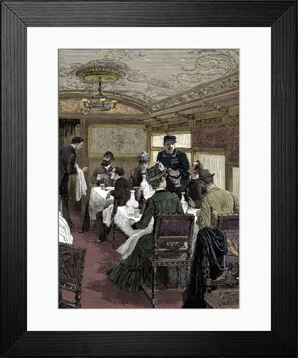 Framed Print : Dining car on the Orient Express, c1885 Framed Print : Dining car on the Orient Express, c1885