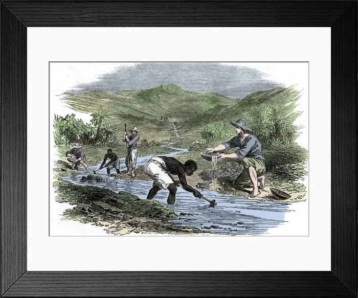 Framed Print : Panning for gold during the Californian Gold Rush of 1849 Framed Print : Panning for gold during the Californian Gold Rush of 1849