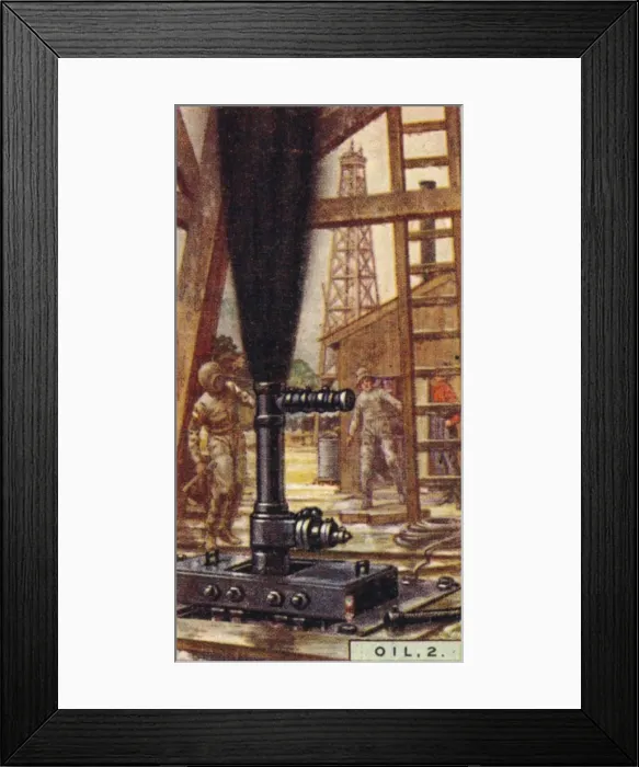 Framed Print : Oil, 2. - Controlling a Gusher, U. S. A. 1928 Framed Print : Oil, 2. - Controlling a Gusher, U. S. A. 1928