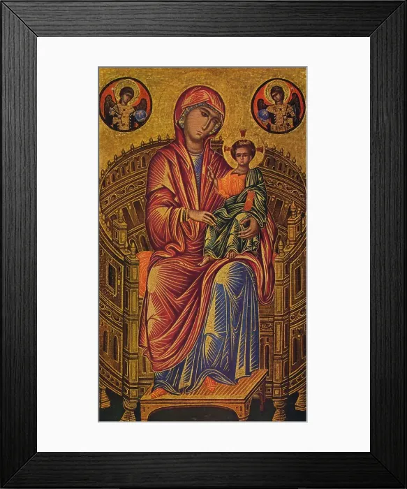 Framed Print : Enthroned Madonna and Child, c1260-1280. Byzantine school Framed Print : Enthroned Madonna and Child, c1260-1280. Byzantine school