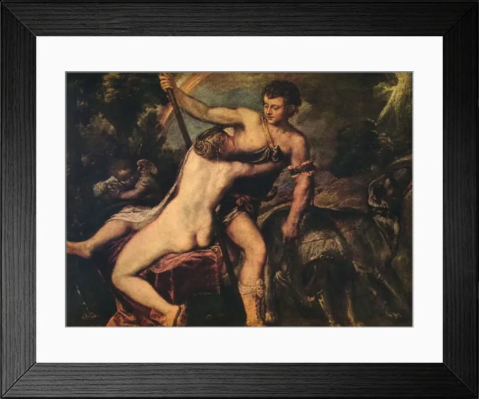Framed Print : Venus and Adonis, 1560. Artist: Titian Framed Print : Venus and Adonis, 1560. Artist: Titian