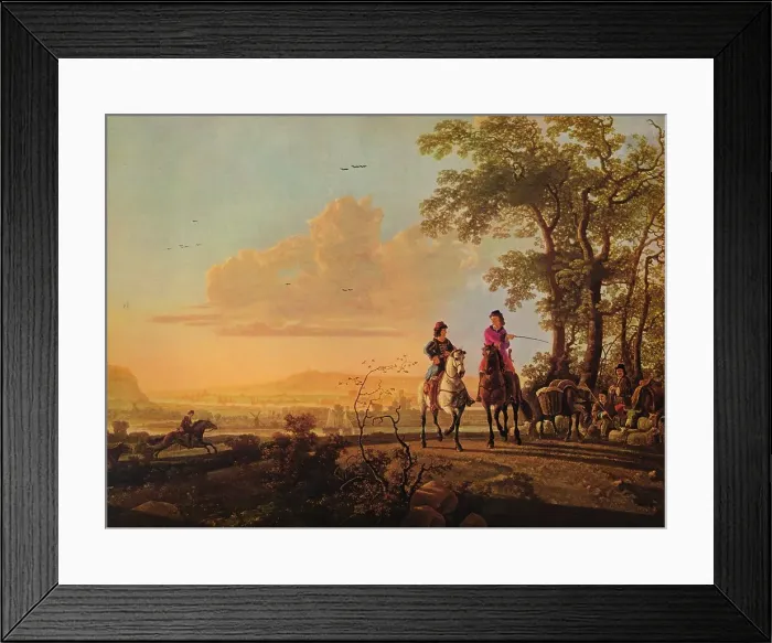 Framed Print : Horsemen and Herdsmen with Cattle, 1655-1660. Artist: Aelbert Cuyp