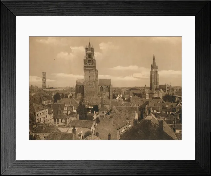 Framed Print : Les trois Tours (Beffroi, Cathedrale et Eglise Notre-Dame), c1928 Framed Print : Les trois Tours (Beffroi, Cathedrale et Eglise Notre-Dame), c1928