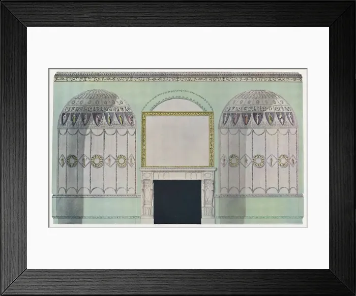 Framed Print : Chimney-piece planked by alcoves; interior composition, c18th century. Artist: James Wyatt Framed Print : Chimney-piece planked by alcoves; interior composition, c18th century. Artist: James Wyatt