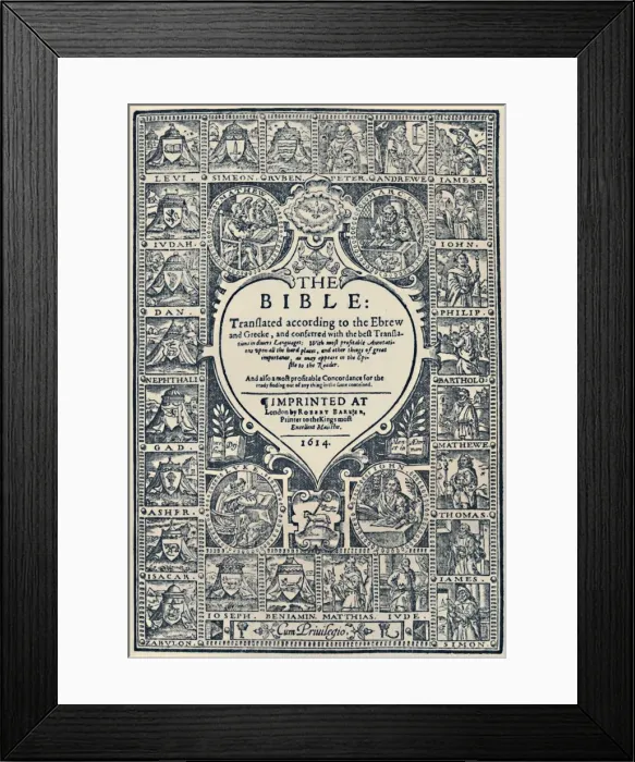 Framed Print : Title Page of the Geneva Bible, 1614, (1947) Framed Print : Title Page of the Geneva Bible, 1614, (1947)
