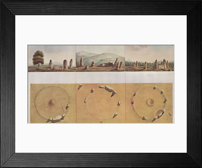 Framed Print : Stone Rings - Old Keig, Balquhain, Balgorkar, 1827, (1946). Artist: I Logan Framed Print : Stone Rings - Old Keig, Balquhain, Balgorkar, 1827, (1946). Artist: I Logan