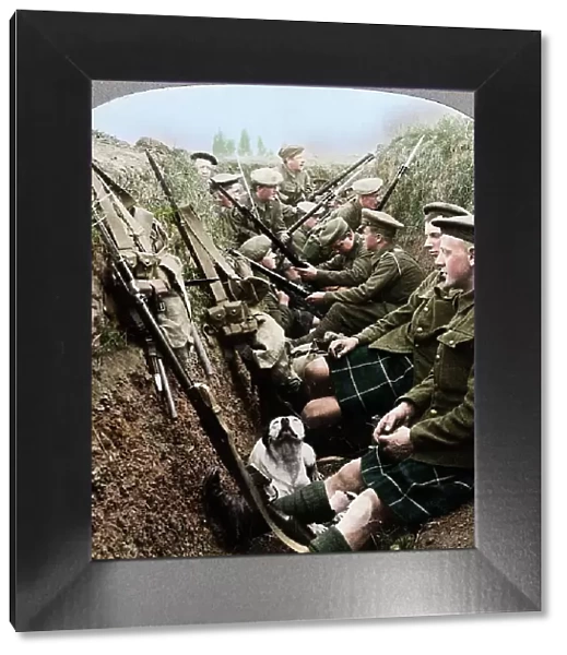 A section of Seaforth Highlanders snatching a moments respite, World War I, c1914-c1918. Artist: Realistic Travels Publishers