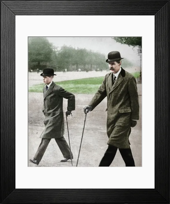 Framed Print : Prince Edward walking with Mr HP Hansell, his tutor, at Auteuil, France, 1912 (1936) Framed Print : Prince Edward walking with Mr HP Hansell, his tutor, at Auteuil, France, 1912 (1936)