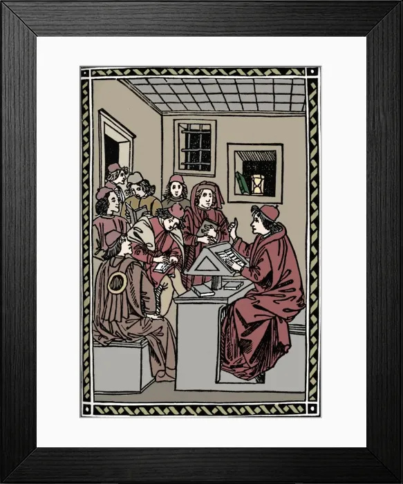 Framed Print : Master with his Students. (Christoforo Landino), 1492, (1917) Framed Print : Master with his Students. (Christoforo Landino), 1492, (1917)