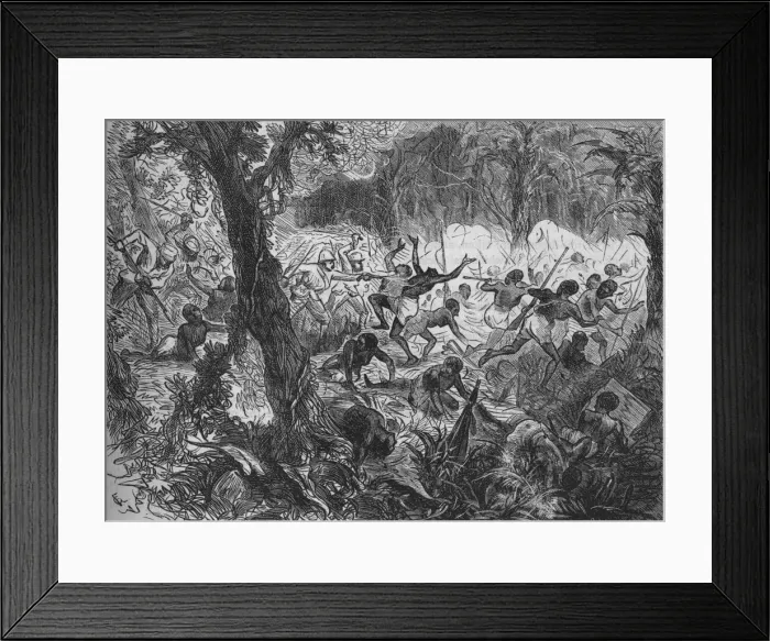 Framed Print : Fight at Abracrampa, 1880. Artist: Joseph Swain Framed Print : Fight at Abracrampa, 1880. Artist: Joseph Swain
