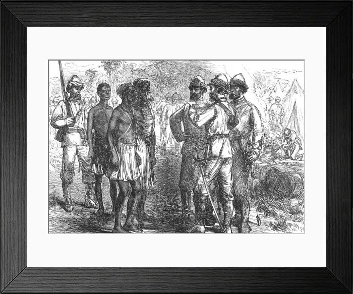 Framed Print : Reception of King Koffees Ambassadors in the English Camp, c1880 Framed Print : Reception of King Koffees Ambassadors in the English Camp, c1880