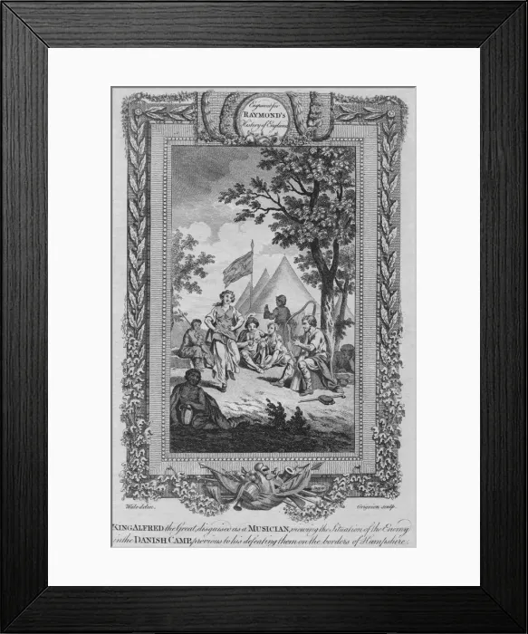 Framed Print : King Alfred the Great, disguised as a Musician, viewing the Situation of the Enemy, c1787 Framed Print : King Alfred the Great, disguised as a Musician, viewing the Situation of the Enemy, c1787