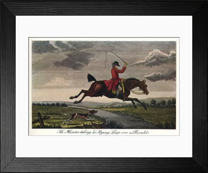 Framed Print : The Hunter Taking A Flying Leap Over A Rivulet, c1740, (1922). Artist: James Seymour Framed Print : The Hunter Taking A Flying Leap Over A Rivulet, c1740, (1922). Artist: James Seymour
