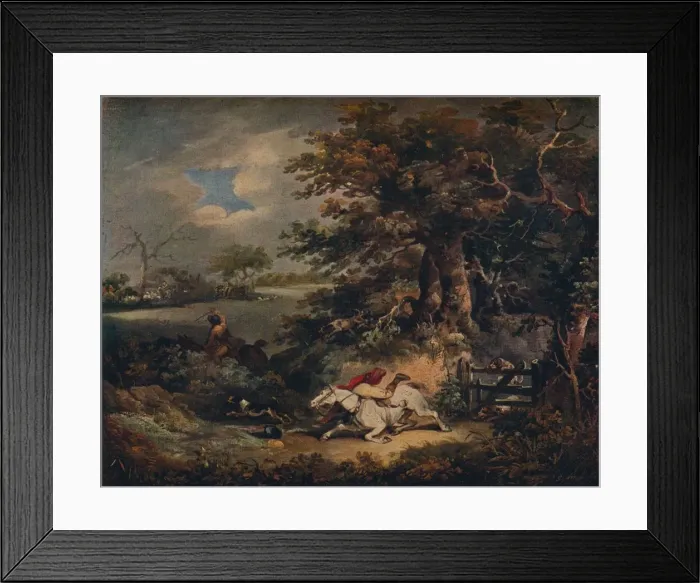 Framed Print : Full Cry - And A Fall, c1790, (1922). Artist: George Morland