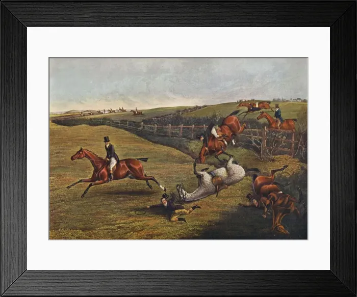 Framed Print : Plate V: Grand Leicestershire Steeplechase, 1829, 1830, (1922). Artist: Charles Bentley Framed Print : Plate V: Grand Leicestershire Steeplechase, 1829, 1830, (1922). Artist: Charles Bentley