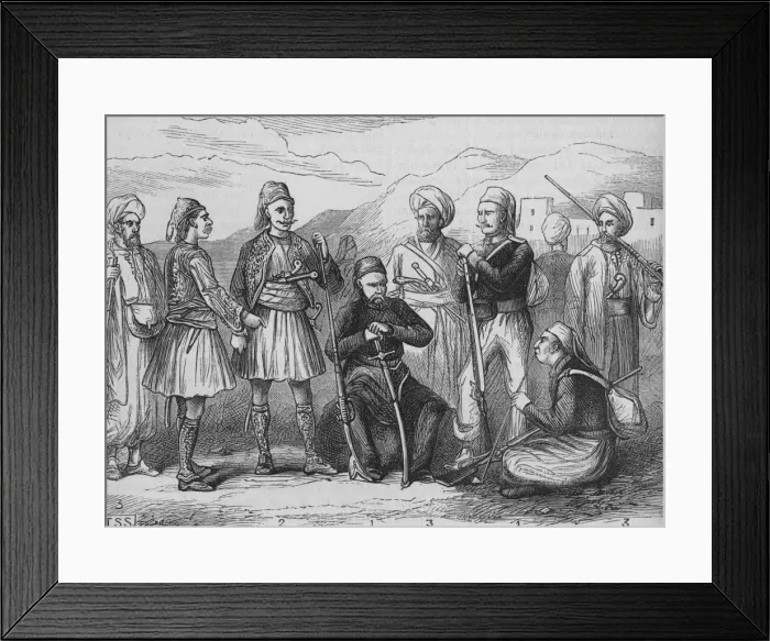 Framed Print : Group of (1) Turks, (2) Albanians, (3) Druses, c1880. Artist: T. S. S Framed Print : Group of (1) Turks, (2) Albanians, (3) Druses, c1880. Artist: T. S. S