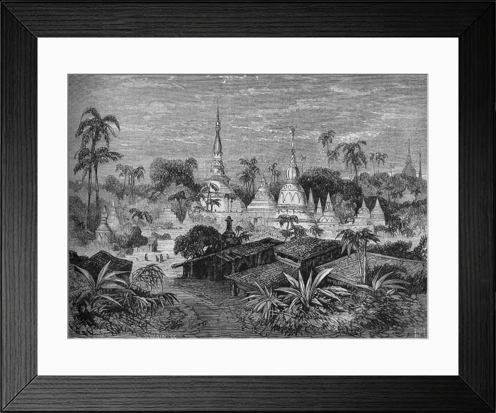 Framed Print : Pagodas, near Pegu, c1880. Artist: Joseph Swain Framed Print : Pagodas, near Pegu, c1880. Artist: Joseph Swain