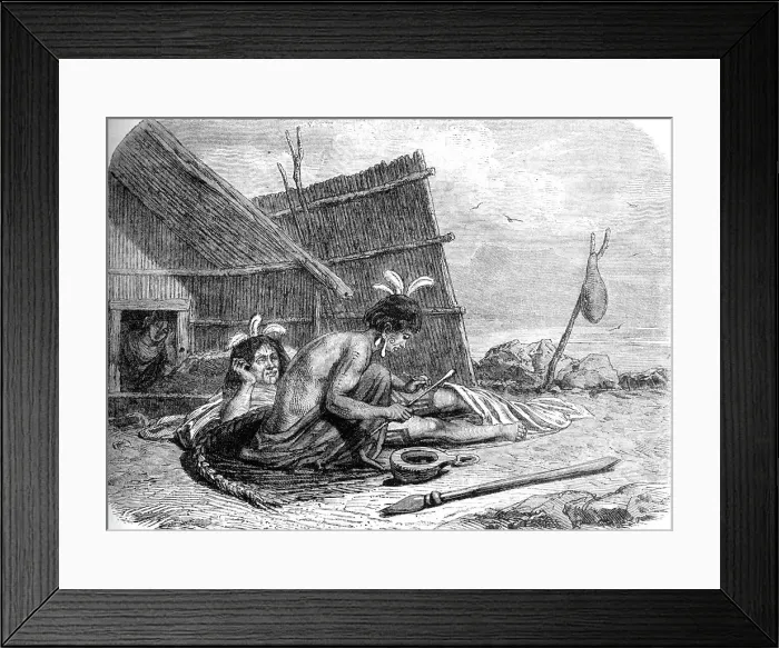 Framed Print : Tattooing a Maori Chief, c1880 Framed Print : Tattooing a Maori Chief, c1880