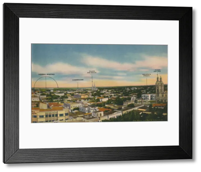 Framed Print : Panorama of Barranquilla (Central Sector), c1940s Framed Print : Panorama of Barranquilla (Central Sector), c1940s
