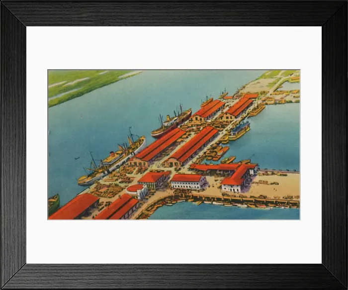 Framed Print : Marine Terminal Port, Barranquilla, c1940s Framed Print : Marine Terminal Port, Barranquilla, c1940s