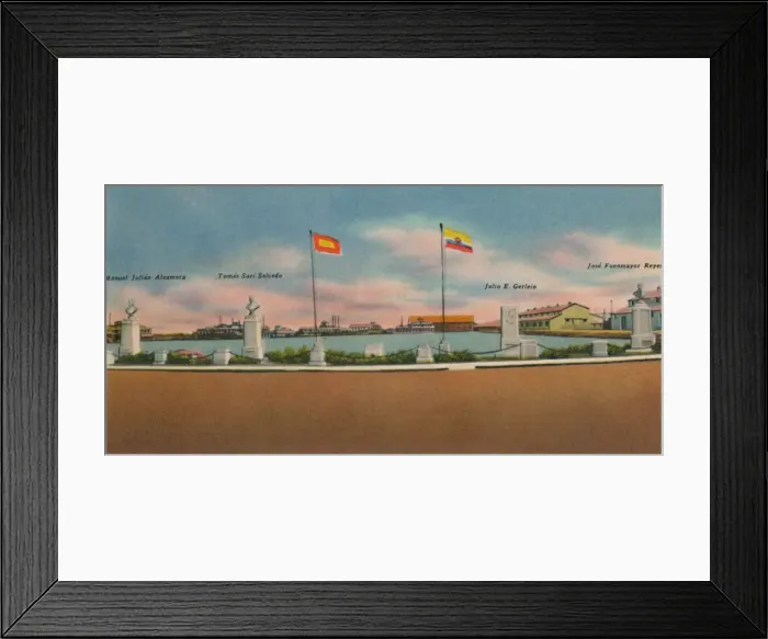 Framed Print : Monument erected by the Society for Public Improvements, Bocas de Ceniza, c1940s Framed Print : Monument erected by the Society for Public Improvements, Bocas de Ceniza, c1940s