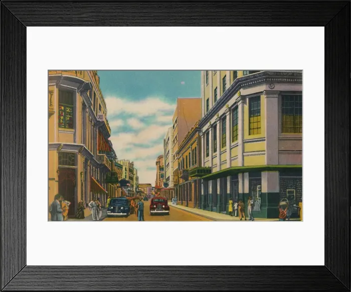 Framed Print : Business Street, Barranquilla, c1940s Framed Print : Business Street, Barranquilla, c1940s