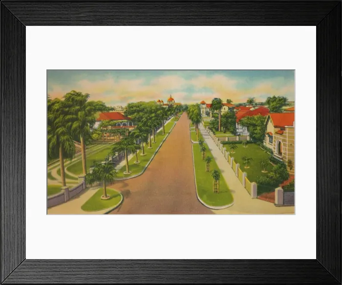Framed Print : Colombia Avenue, Barranquilla, c1940s Framed Print : Colombia Avenue, Barranquilla, c1940s