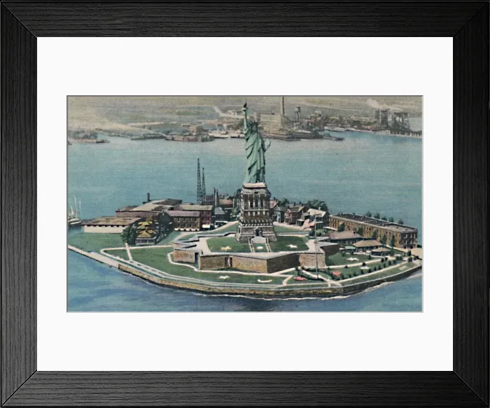 Framed Print : Statue of Liberty on Bedloes Island in New York Harbor. New York City, c1940s Framed Print : Statue of Liberty on Bedloes Island in New York Harbor. New York City, c1940s
