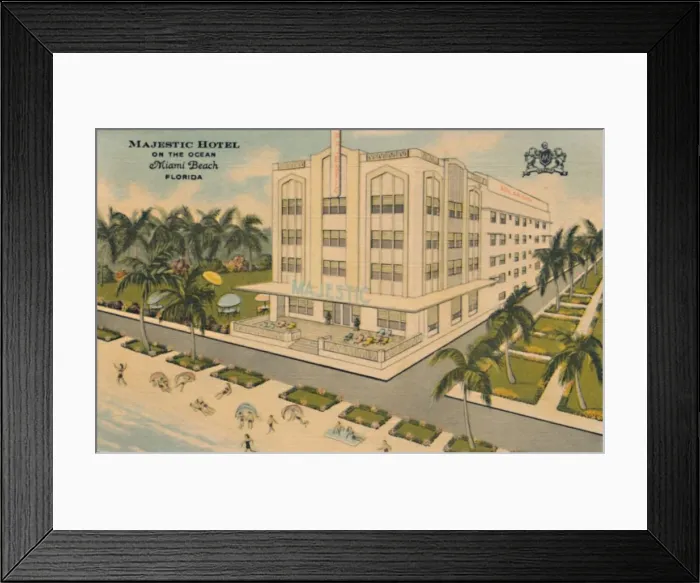 Framed Print : Majestic Hotel on the Ocean. Miami Beach, Florida, c1940s Framed Print : Majestic Hotel on the Ocean. Miami Beach, Florida, c1940s