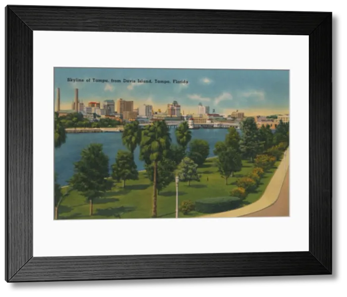 Framed Print : Skyline of Tampa, from Davis Island, Tampa, Florida, c1940s Framed Print : Skyline of Tampa, from Davis Island, Tampa, Florida, c1940s