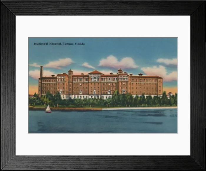Framed Print : Municipal Hospital, Tampa, Florida, c1940s Framed Print : Municipal Hospital, Tampa, Florida, c1940s