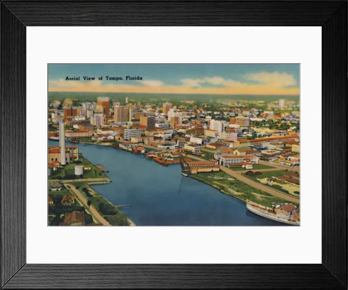 Framed Print : Aerial View of Tampa, Florida, c1940s Framed Print : Aerial View of Tampa, Florida, c1940s