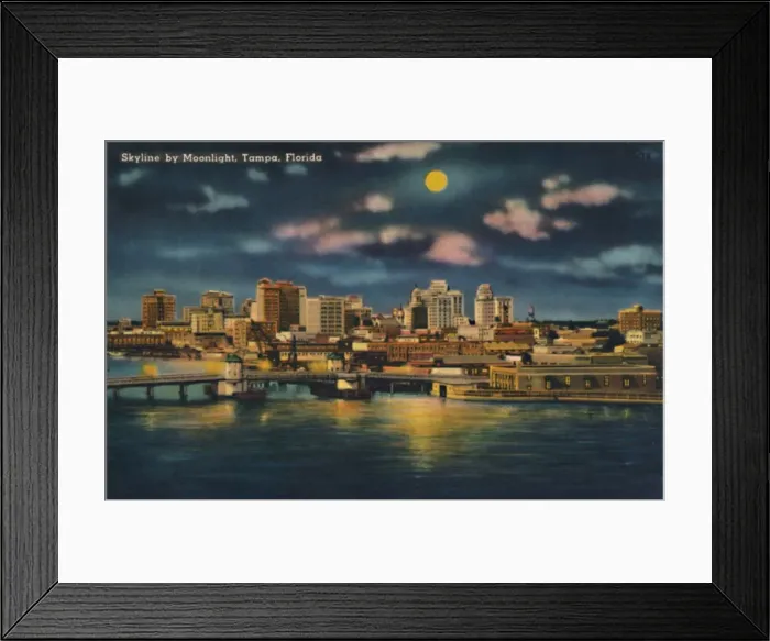 Framed Print : Skyline by Moonlight, Tampa, Florida, c1940s Framed Print : Skyline by Moonlight, Tampa, Florida, c1940s