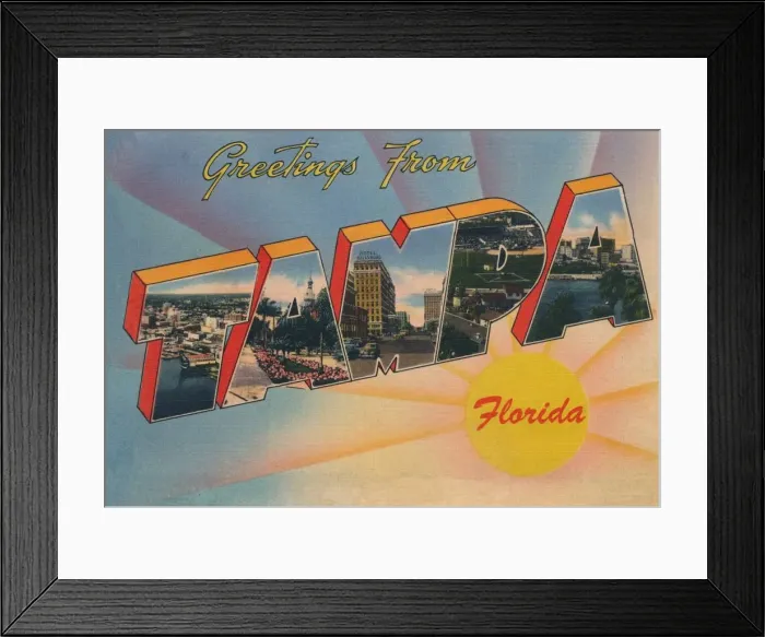 Framed Print : Greetings from Tampa, Florida, c1940s Framed Print : Greetings from Tampa, Florida, c1940s